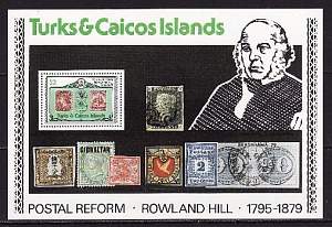 Теркс и Кайкос, 1979, 100 лет со дня смерти Р.Хилл, блок Теркс и Кайкос, 1979, 100 лет со дня смерти Р.Хилл, блок